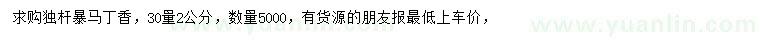 求購30量2公分暴馬丁香