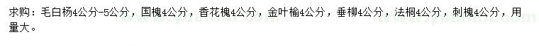 求購毛白楊、國槐、香花槐等