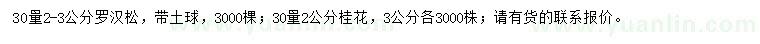 求購30量2-3公分羅漢松、30量2、3公分桂花