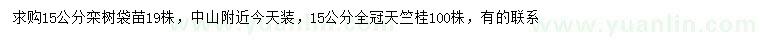 求購(gòu)15公分欒樹(shù)、天竺桂