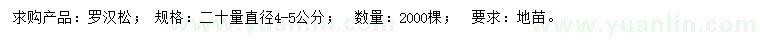 求購20量4-5公分羅漢松