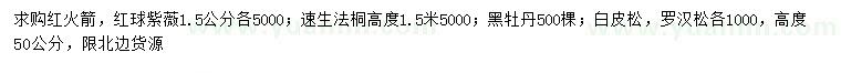 求購紫薇、速生法桐、黑牡丹等