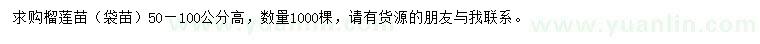 求購(gòu)高50-100公分榴蓮苗