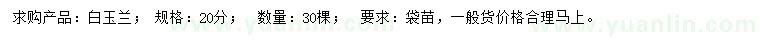 求購20公分白玉蘭