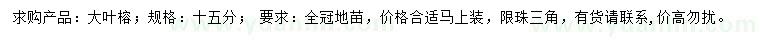 求購(gòu)15公分大葉榕