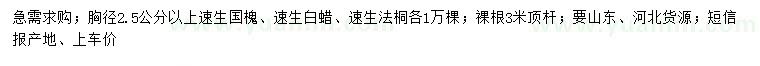 求購速生國槐、速生白蠟、速生法桐