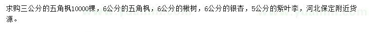 求購(gòu)五角楓、楸樹(shù)、銀杏等