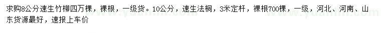 求購8公分速生竹柳、10公分速生法桐