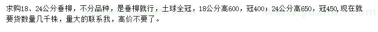 求購18、24公分垂柳