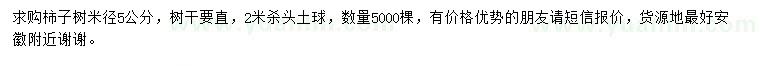 求購(gòu)米徑5公分柿子樹