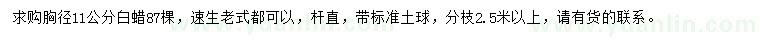 求購胸徑11公分白蠟