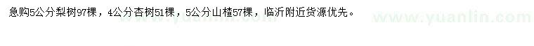 求購梨樹、杏樹、山楂