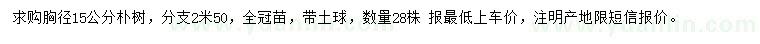 求購胸徑15公分樸樹