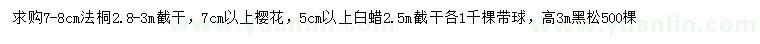 求購法桐、櫻花、白蠟等