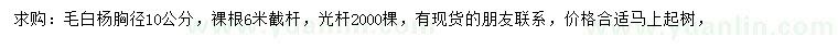 求購胸徑10公分毛白楊