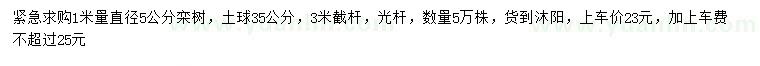 求購(gòu)1米量直徑5公分欒樹(shù)