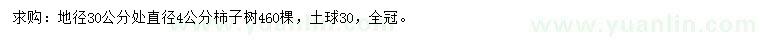 求購地徑30公分處直徑4公分柿子樹
