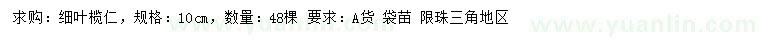 求購10公分細(xì)葉欖仁