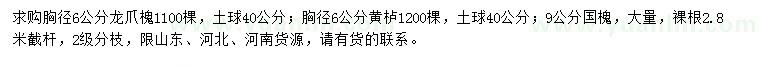 求購龍爪槐、黃櫨、國槐