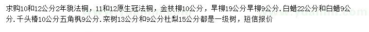 求購法桐、白蠟、旱柳等