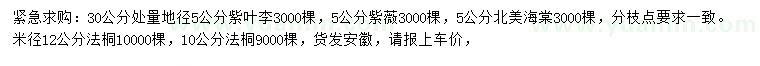 求購(gòu)紫葉李、紫薇、北美海棠等