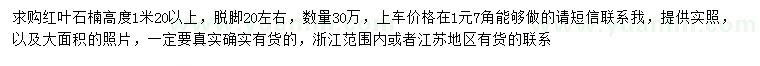 求購高1.2米以上紅葉石楠