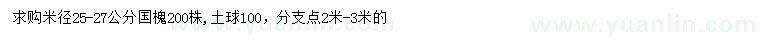 求購米徑25-27公分國槐