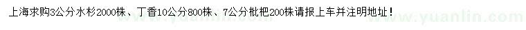 求購水杉、丁香、枇杷