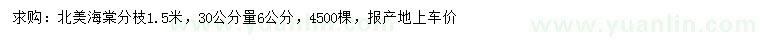 求購(gòu)30公分量6公分北美海棠