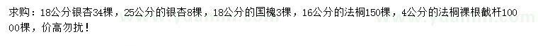 求購銀杏、國槐、法桐
