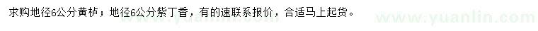 求購(gòu)地徑6公分黃櫨、紫丁香