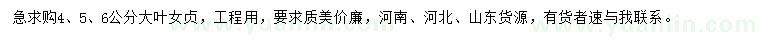 求購4、5、6公分大葉女貞