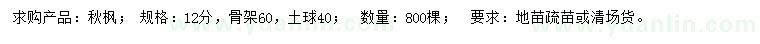 求購12公分秋楓