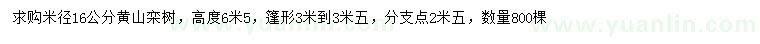 求購(gòu)米徑16公分黃山欒樹(shù)