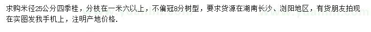 求購米徑25公分四季桂