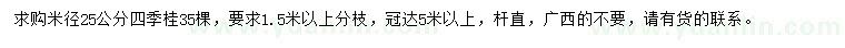 求購(gòu)米徑25公分四季桂