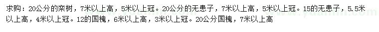 求購欒樹、無患子、國槐