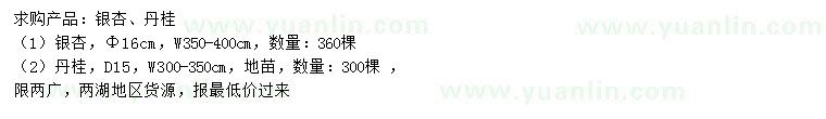 求購16公分銀杏、地徑15公分丹桂