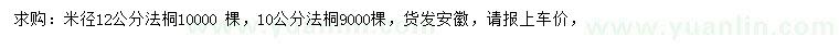 求購(gòu)米徑10、12公分法桐