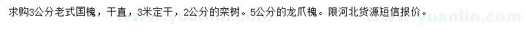 求購國槐、欒樹、龍爪槐