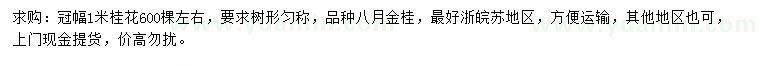 求購冠幅1米桂花