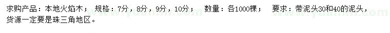 求購7、8、9、10公分本地火焰木