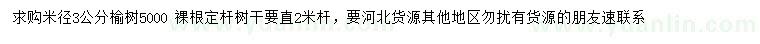 求購米徑3公分榆樹