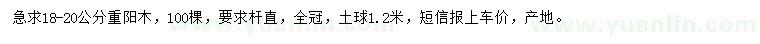 求購(gòu)18-20公分重陽(yáng)木
