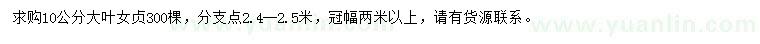 求購(gòu)10公分大葉女貞