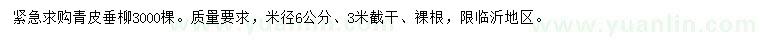 求購米徑6公分青皮垂柳
