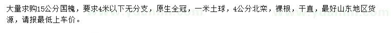 求購(gòu)15公分國(guó)槐、4公分北欒