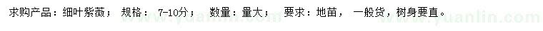 求購(gòu)7-10公分細(xì)葉紫薇
