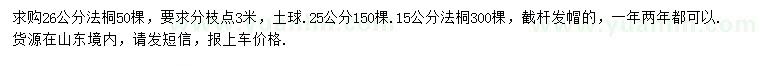 求購15、25、26公分法桐