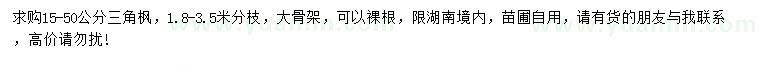 求購15-50公分三角楓